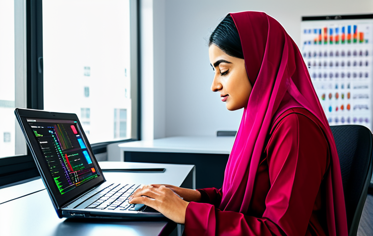 디지털화폐의 경제적 영향 - **
"A professional woman in a modest shalwar kameez, working on a laptop displaying cryptocurrency ...