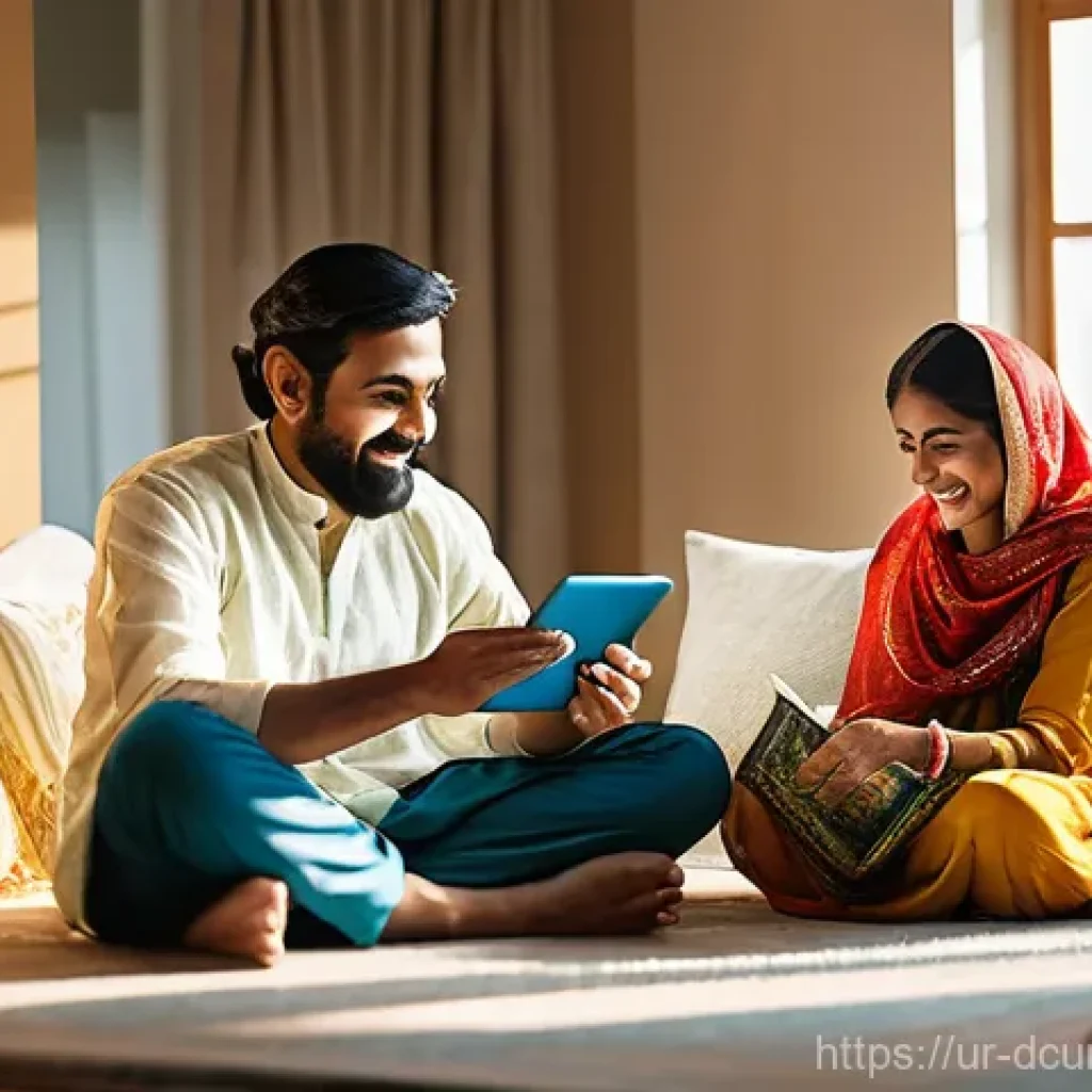 디지털화폐의 가치 저장 및 유통 - **Prompt:** A vibrant and hopeful scene depicting a diverse Pakistani family, including a father, mo...