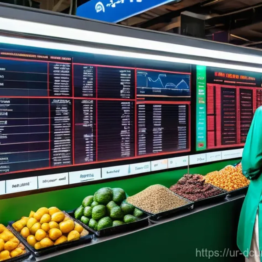 디지털화폐의 가격 조정 메커니즘 - **Prompt:** A vibrant, bustling digital marketplace scene set in a contemporary Pakistani urban envi...