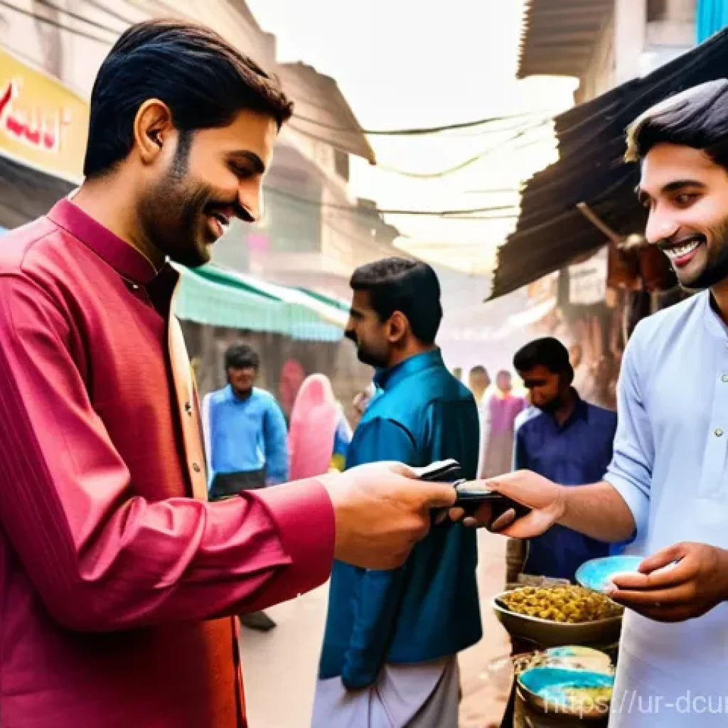 디지털화폐 기술 혁신의 미래 - **Prompt:** A bustling street scene in a vibrant Pakistani city, reflecting the dynamic shift toward...