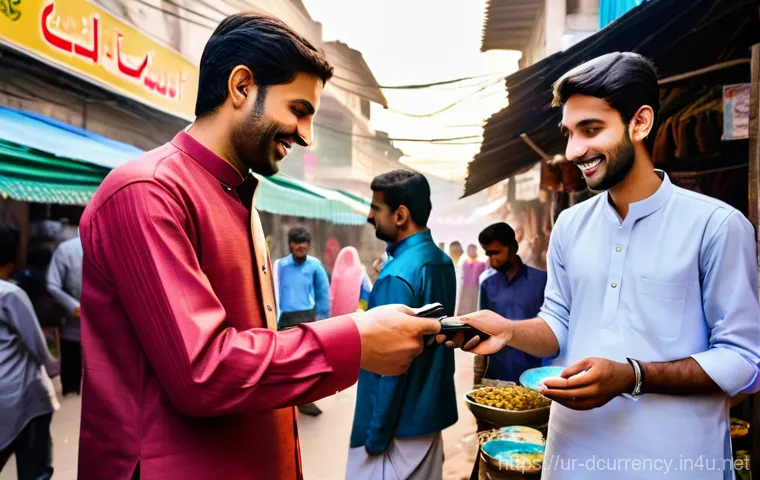 디지털화폐 기술 혁신의 미래 - **Prompt:** A bustling street scene in a vibrant Pakistani city, reflecting the dynamic shift toward...