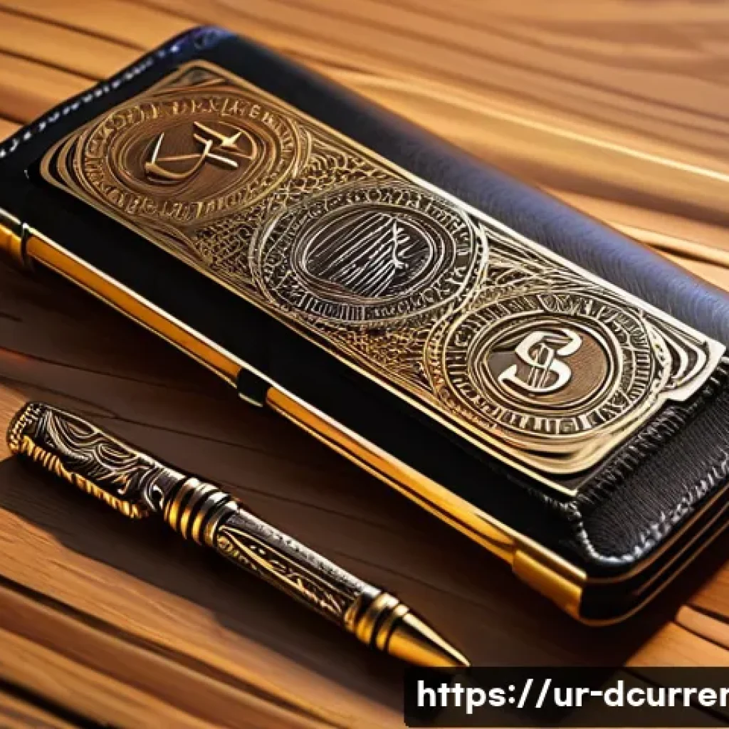 디지털화폐 거래소 안전성 - A modern, sleek hardware cryptocurrency wallet device placed on a traditional wooden desk with Urdu ...